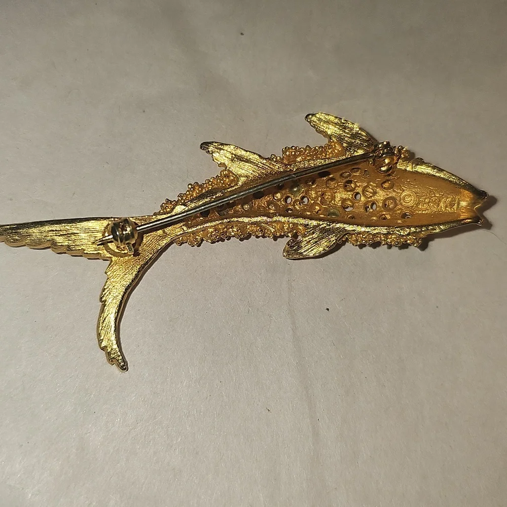 BSK Vintage Gold Fish-Shaped Brooch